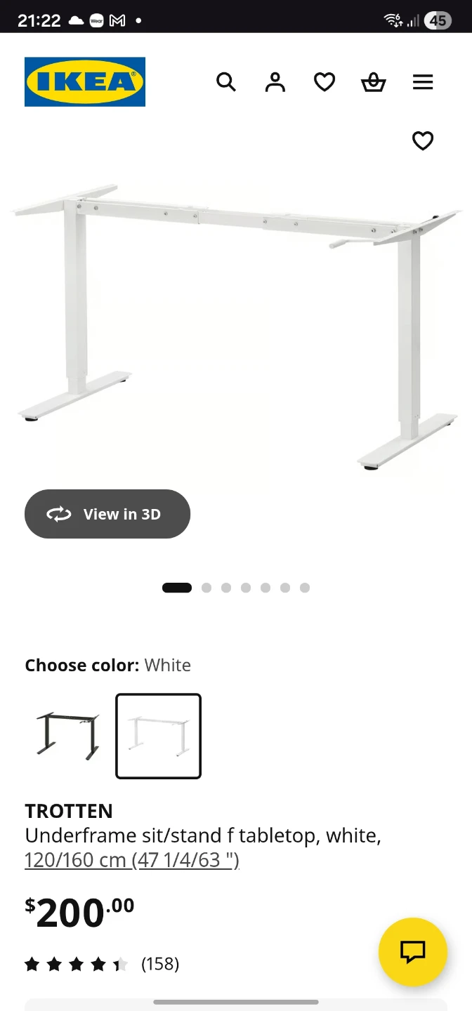 IKEA TROTTEN Sit/Stand Underframe adjustable height desk