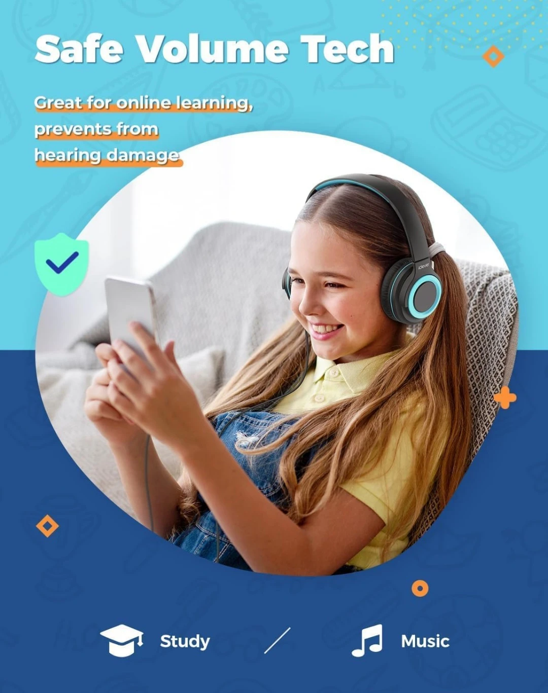 iClever 2Pack Headphones with Sharing Splitter - 85dBA Safe ... - photo 3
