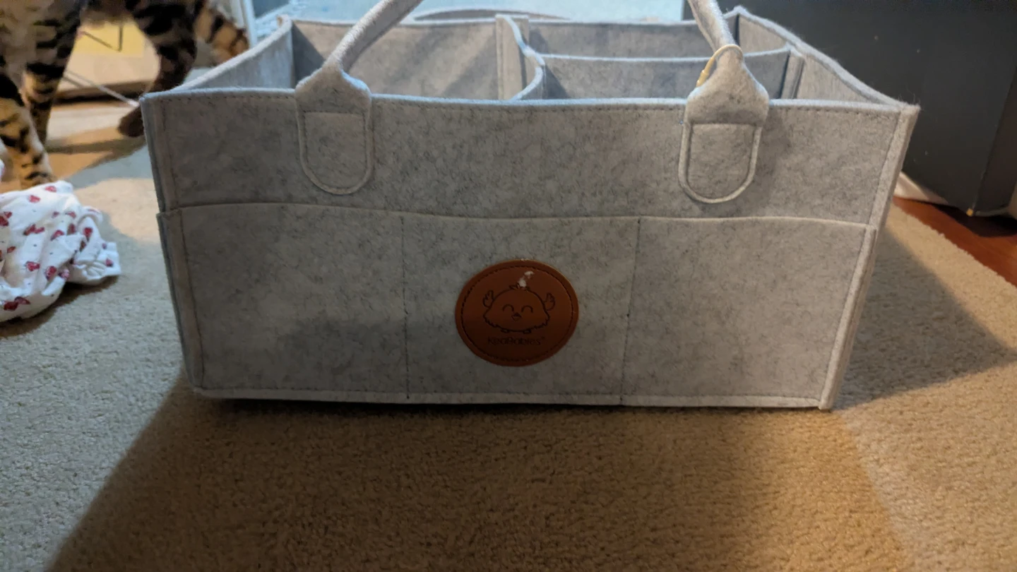Grey Felt Diaper Caddy Organizer