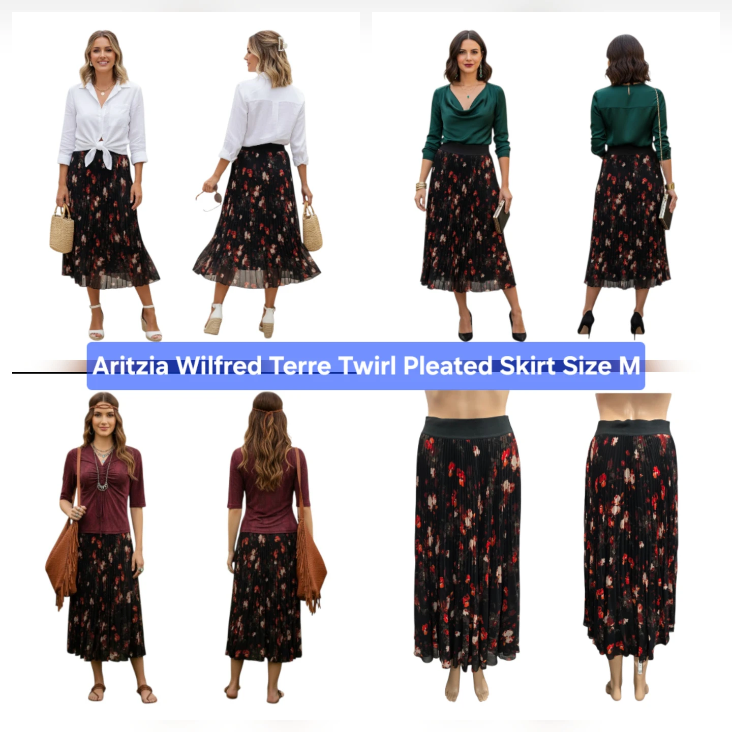 Aritzia Wilfred Terre Twirl Pleated Skirt Size M