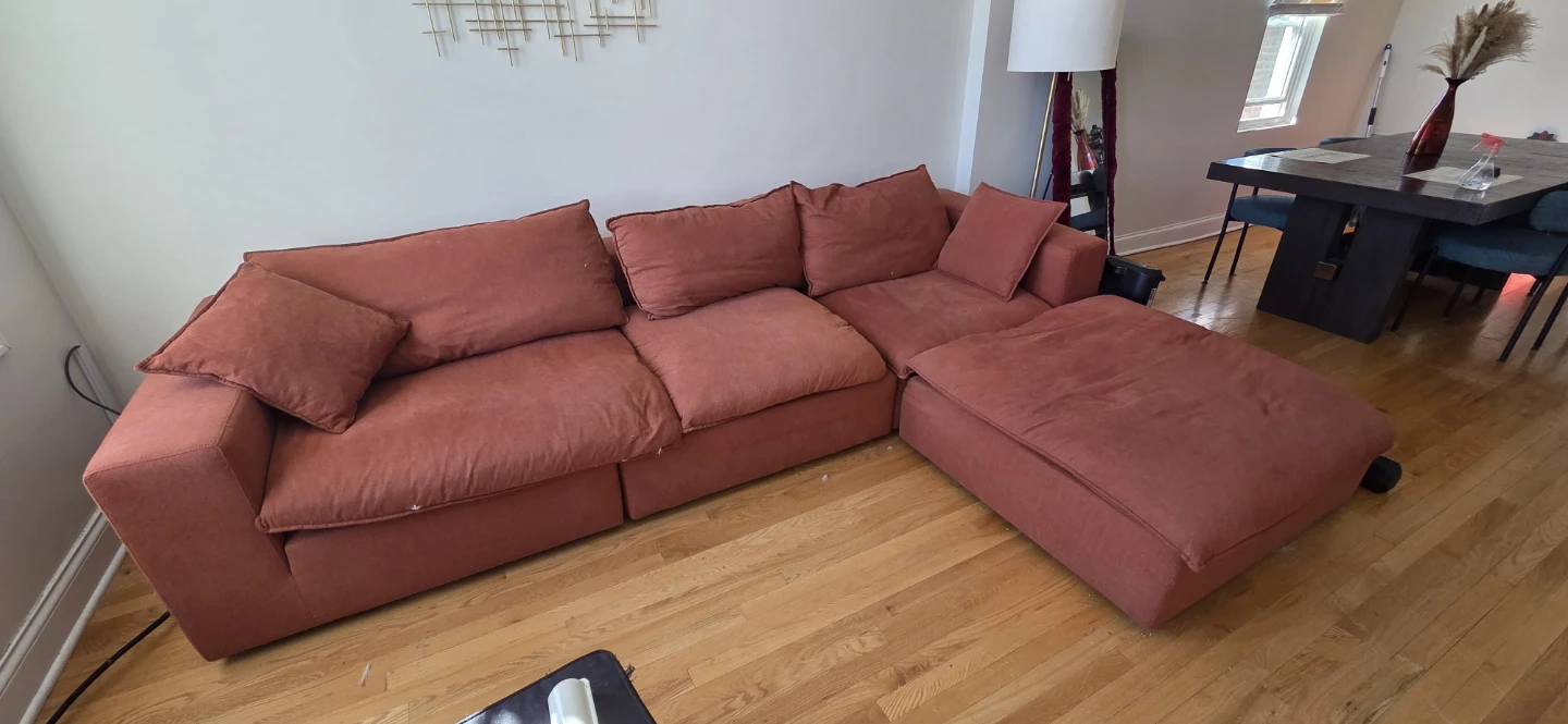 Modular Sectional Sofa with Ottoman - Rust Color