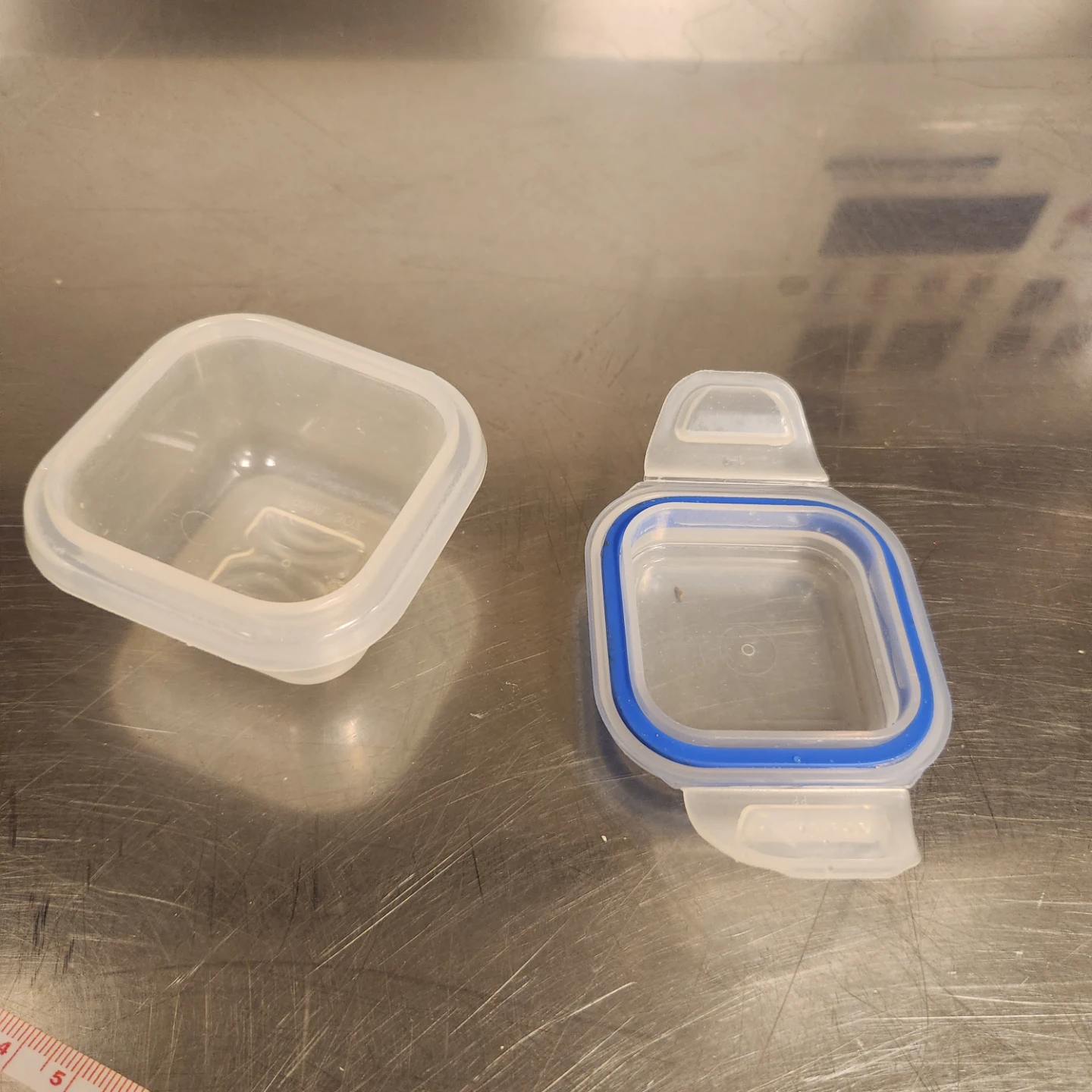 Small Square Food Storage Container with Blue Lid