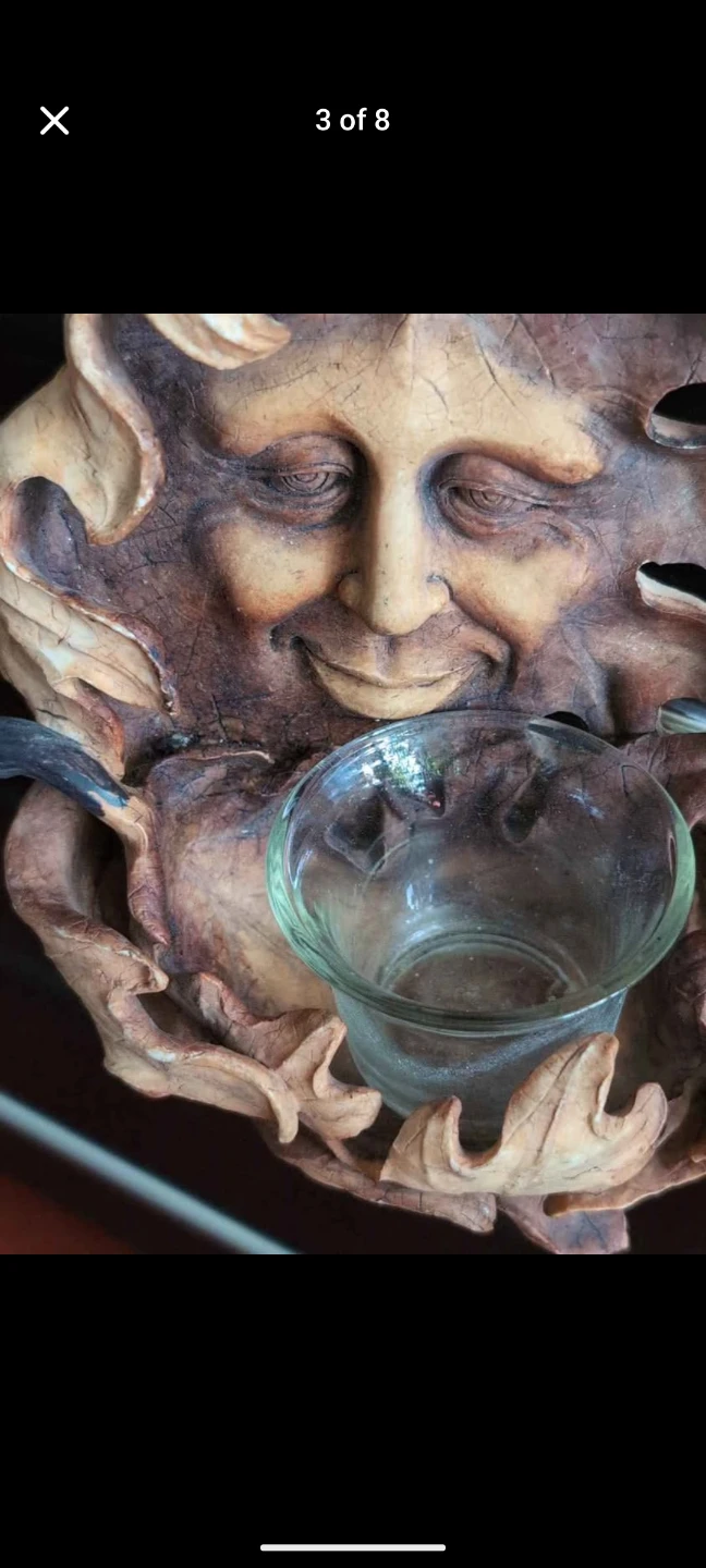 Whimsical spirit leaf Face Tea Light Holder Wall Decor - photo 3