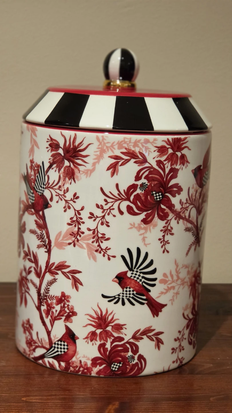Mackenzie Childs "Courtly Check" Cardinal Canister - Large
