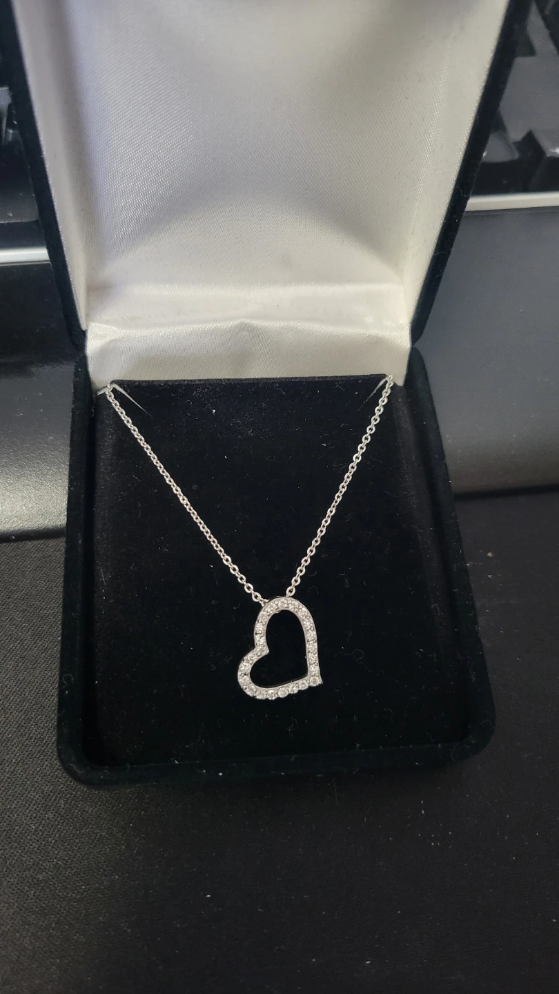 Silver Tone Heart Necklace with Crystals - photo 2