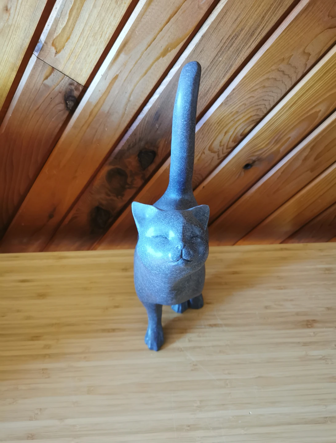 Modern Cat Sculpture – Textured Stone-Look Decor - photo 4
