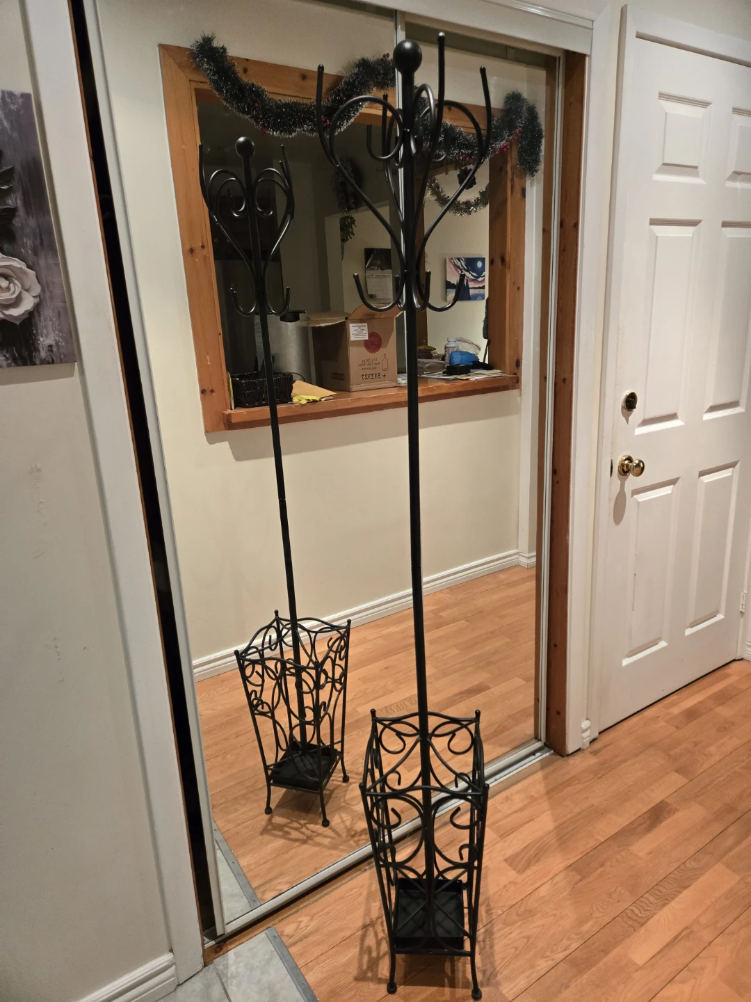 Black Metal Coat Rack and Umbrella Stand Set