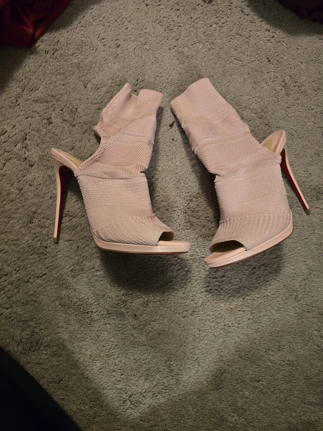 Christian Louboutin Pink Knit Sock Boots