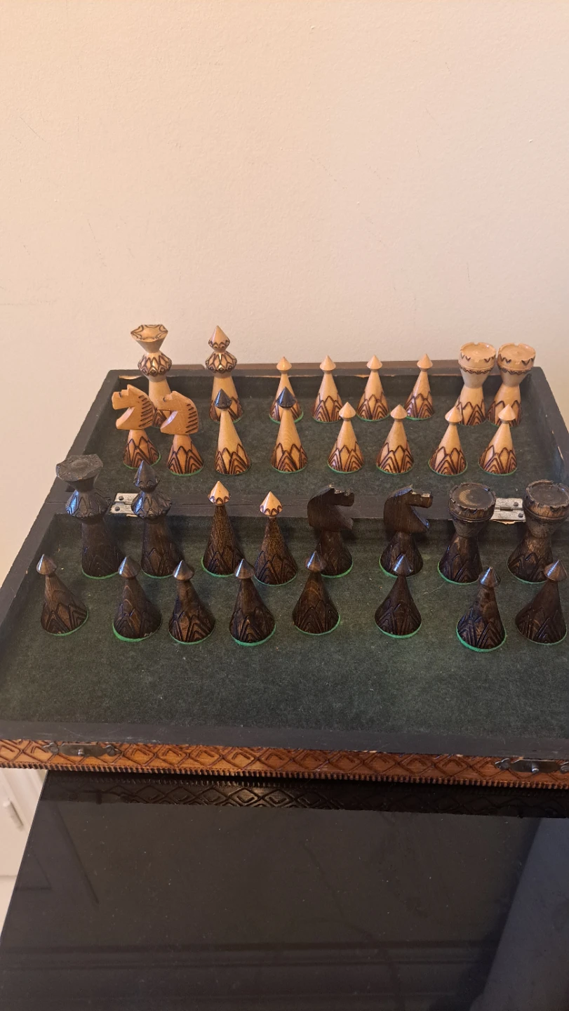 Wooden Chess Set with Stored Pieces - photo 2