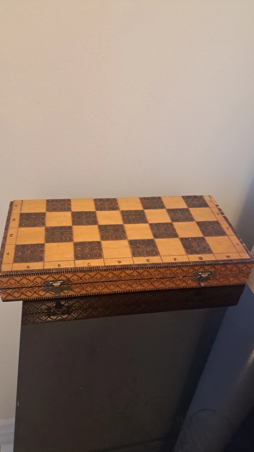 Wooden Chess Set with Stored Pieces - photo 3