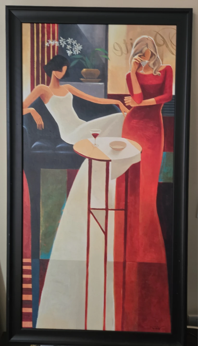 Framed Wall Art - Two Women at a Table
