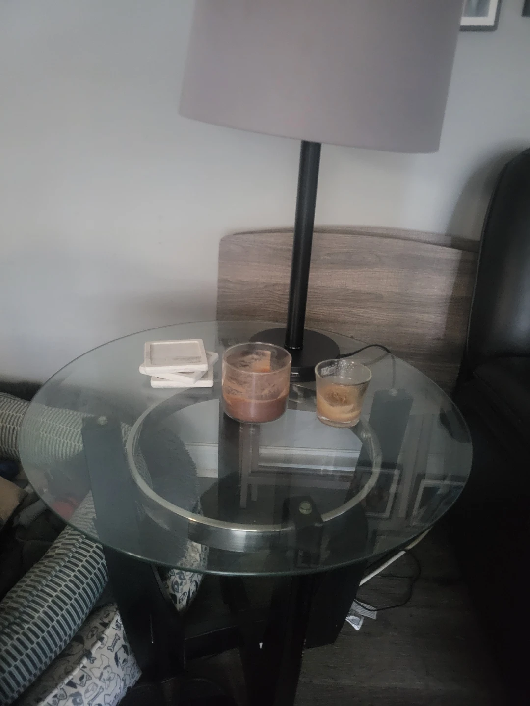 Glass Top Round Side Table