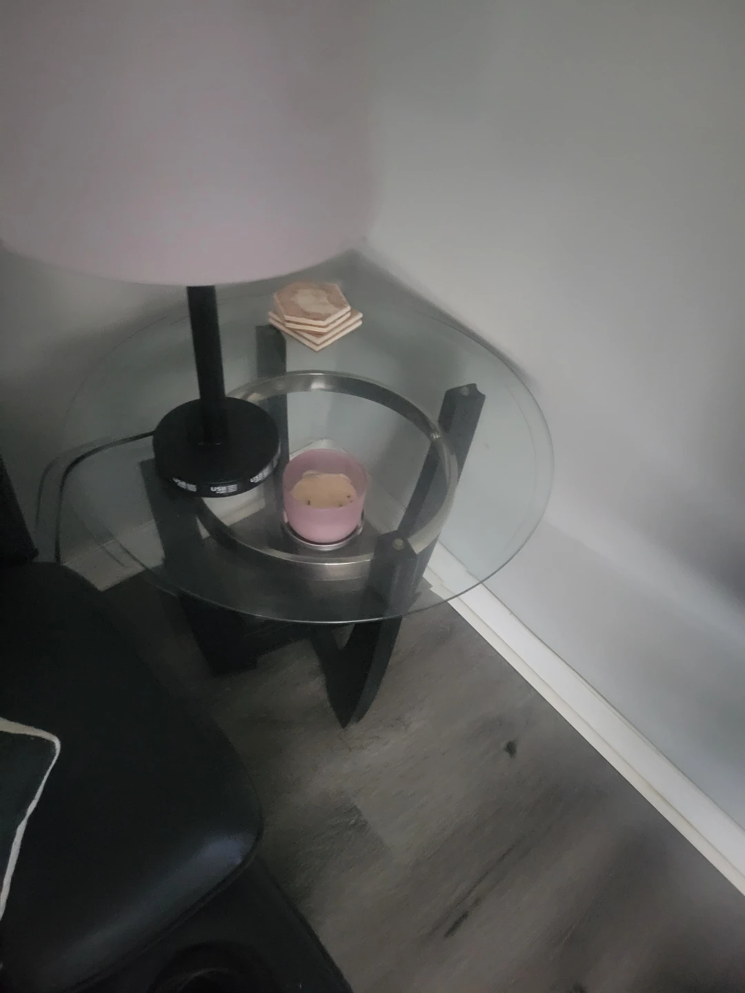 Glass Top Round Side Table - photo 3