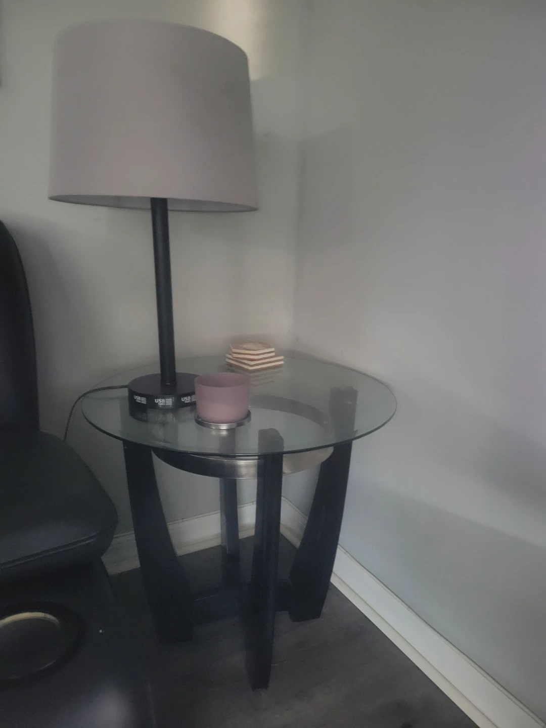 Glass Top Round Side Table - photo 4