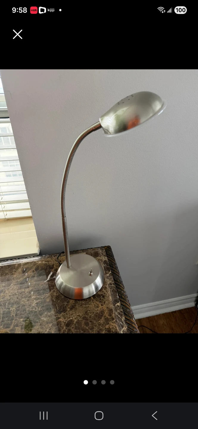 Silver Adjustable Gooseneck Desk Lamp
