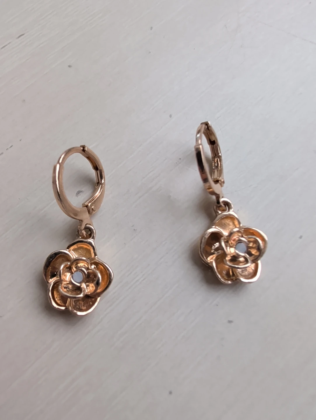 Rose Gold Flower Dangle Earrings