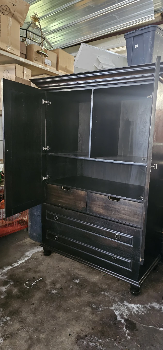 Black Armoire Wardrobe with Drawers - photo 4