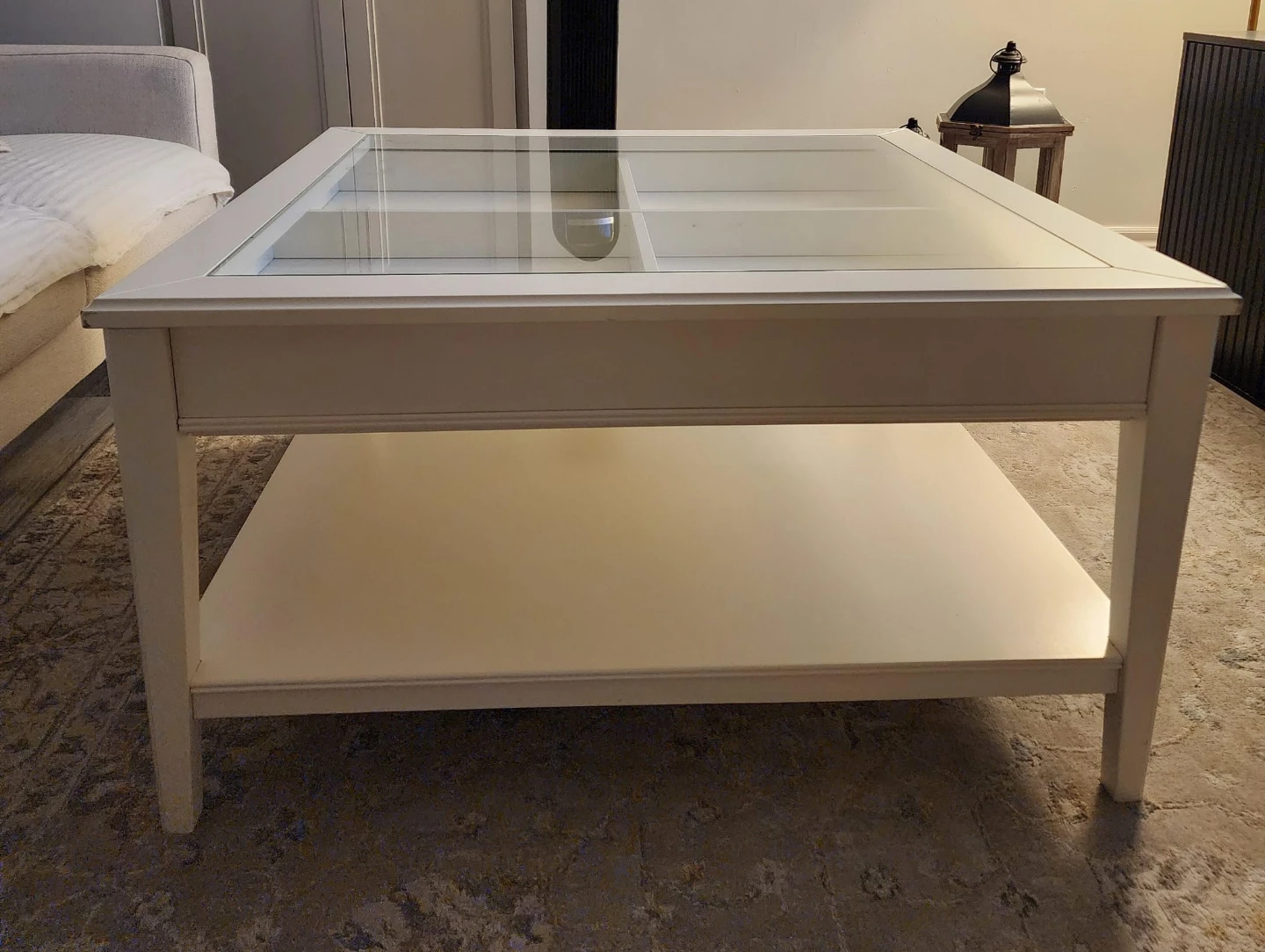 Ikea White Coffee Table with Glass Top and Drawers - photo 3