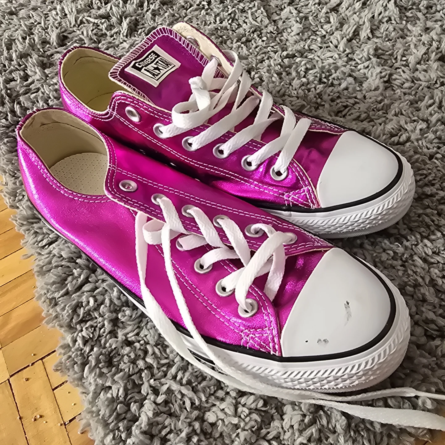 Converse All Star Low Top Shoes Pink Metallic Size 9 - photo 3