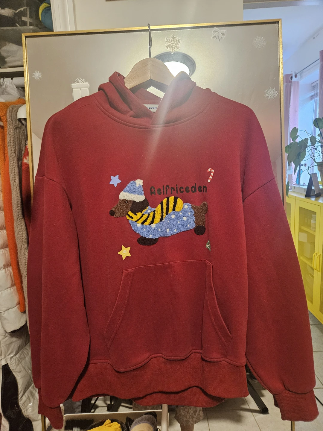 Elfsric Eden Red Hoodie with Dachshund Graphic