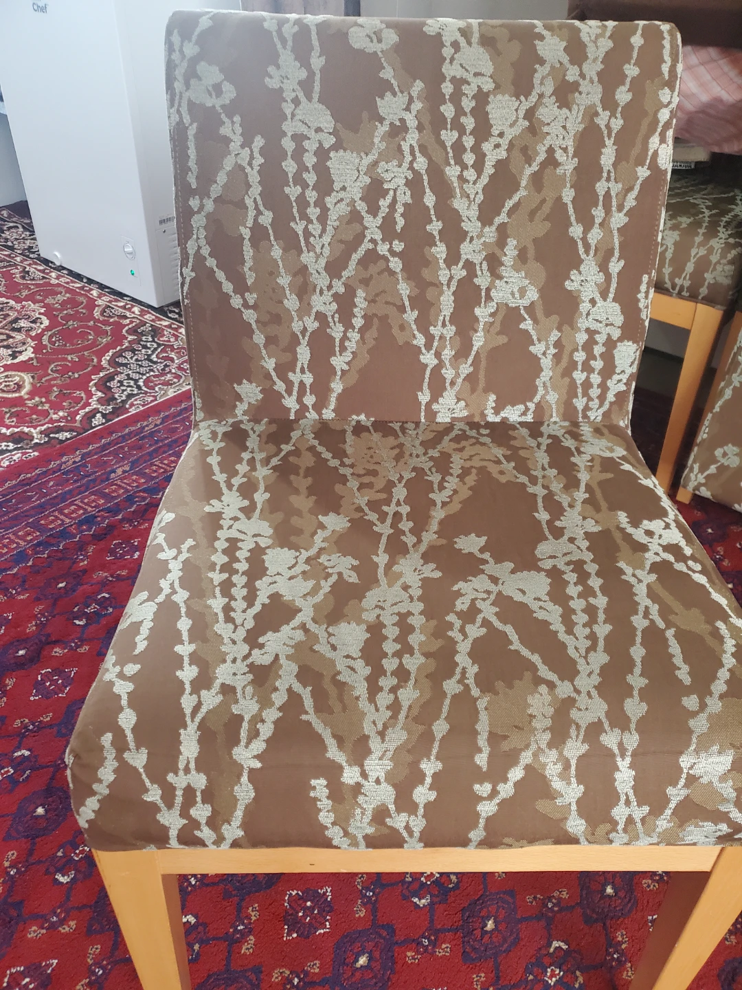 Upholstered Dining Chair with Floral Pattern