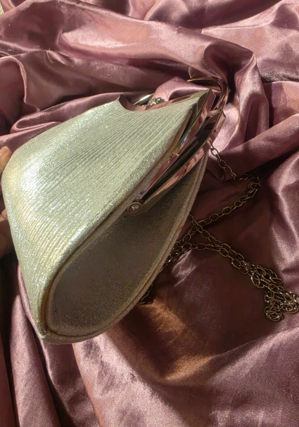 Sparkly Silver Evening Clutch Purse with Chain Strap - photo 4