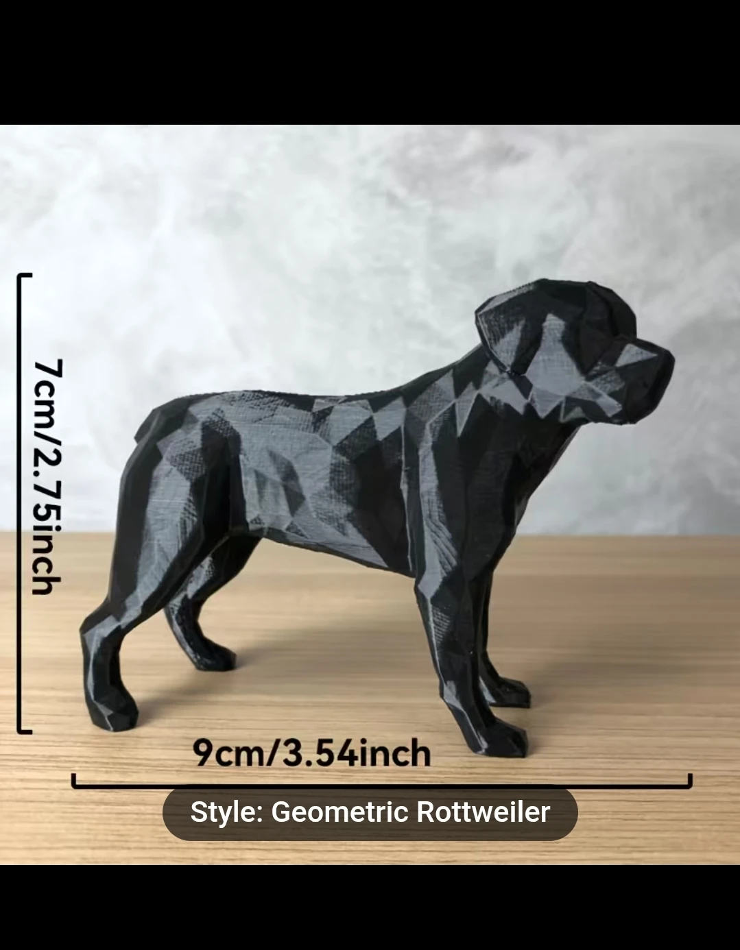 Geometric Rottweiler Dog Figurine - Black *new - photo 4