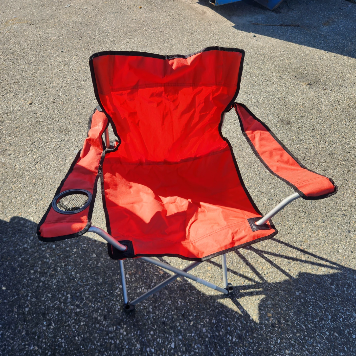 Red Folding Camp Chair with Cup Holder