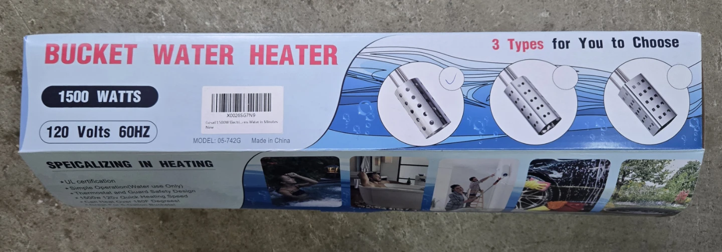 Bucket Water Heater - 1500 Watts, 120 Volts