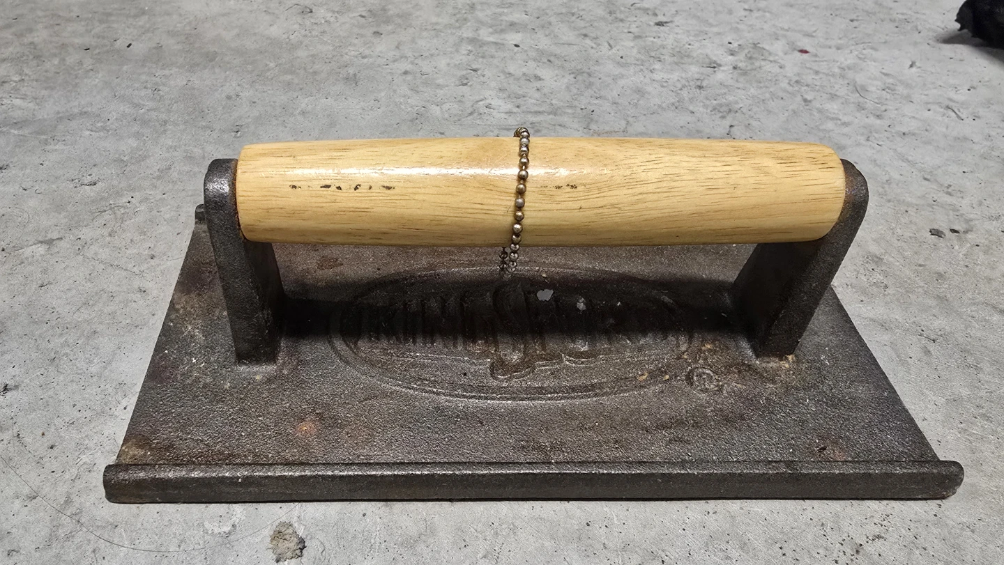 Cast Iron Burger Press with Wood Handle