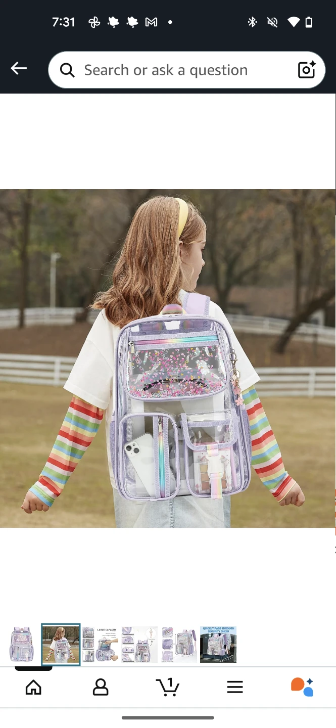 Bevkois Clear See Through Backpack with Glitter - photo 2