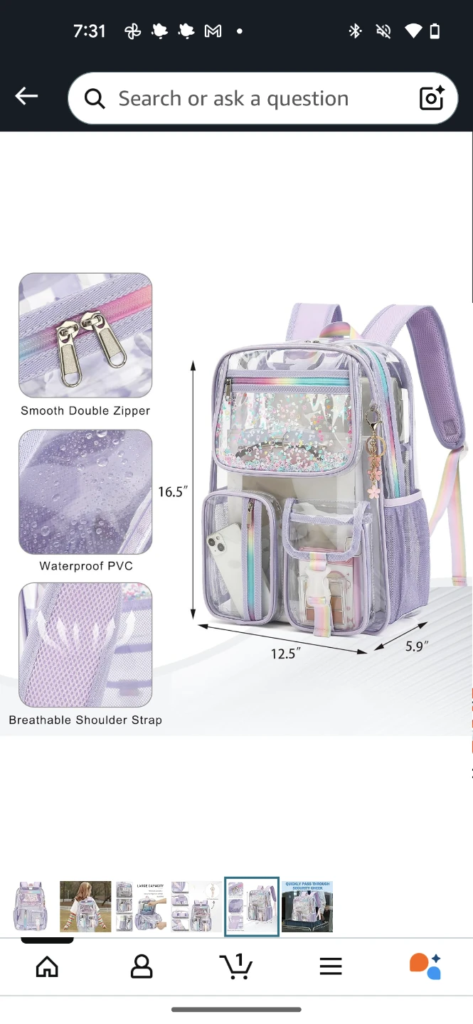 Bevkois Clear See Through Backpack with Glitter - photo 5
