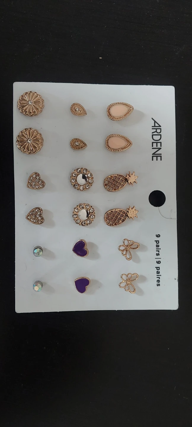 Ardene 9 Pairs Earrings Set - Gold Tone, Various Designs - photo 2