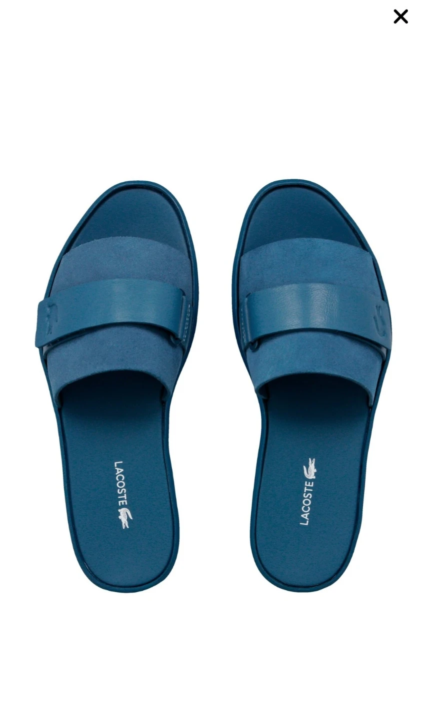 Lacoste Women's Dark Blue Slides - Size 6
