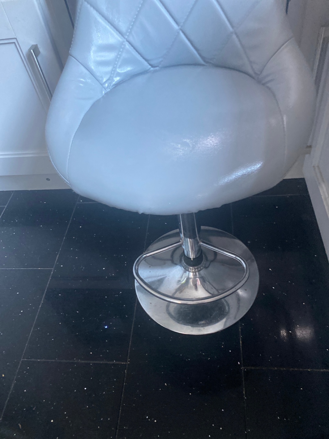 White Faux Leather Adjustable Bar Stool - photo 3