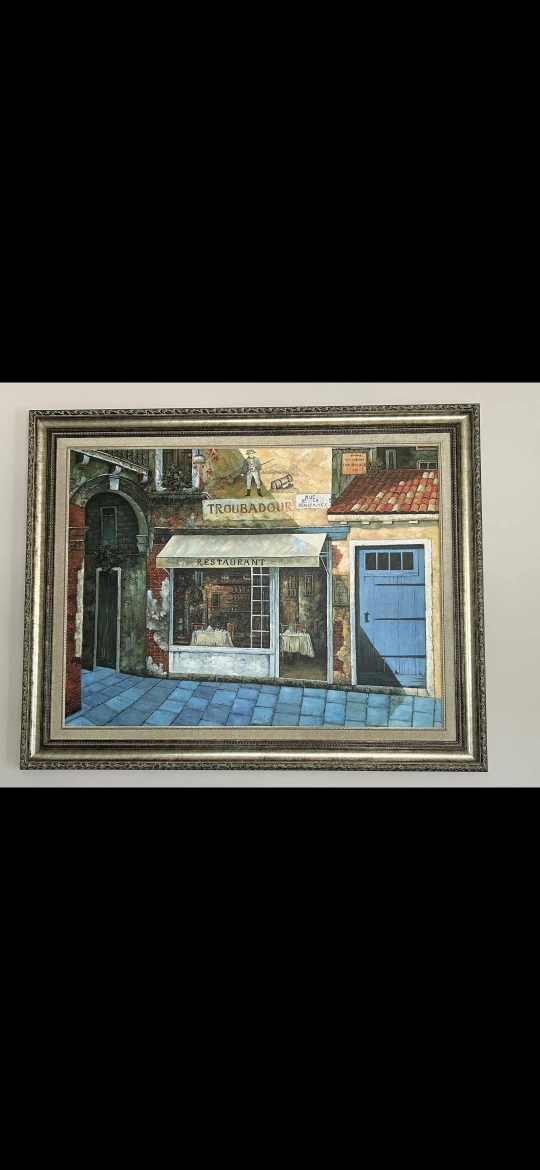 Framed Painting: The Troubadour Restaurant