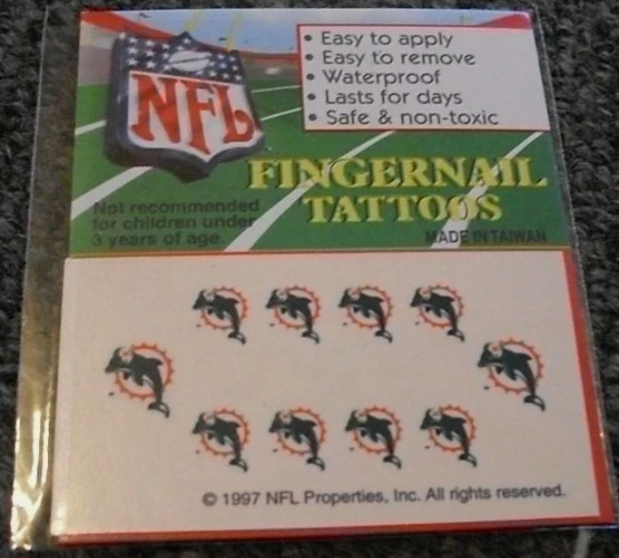 NFL Miami Dolphins Fingernail Tattoos