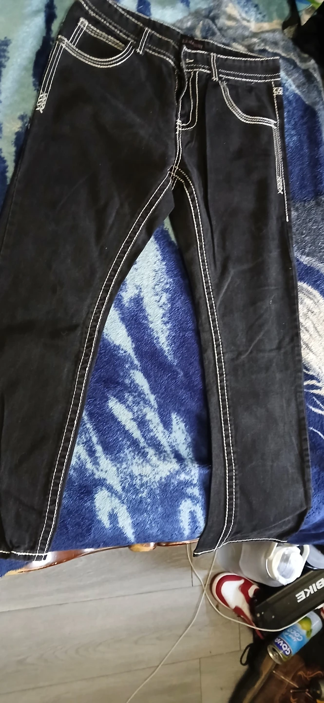 Lamasini Jeans Black with White Stitching