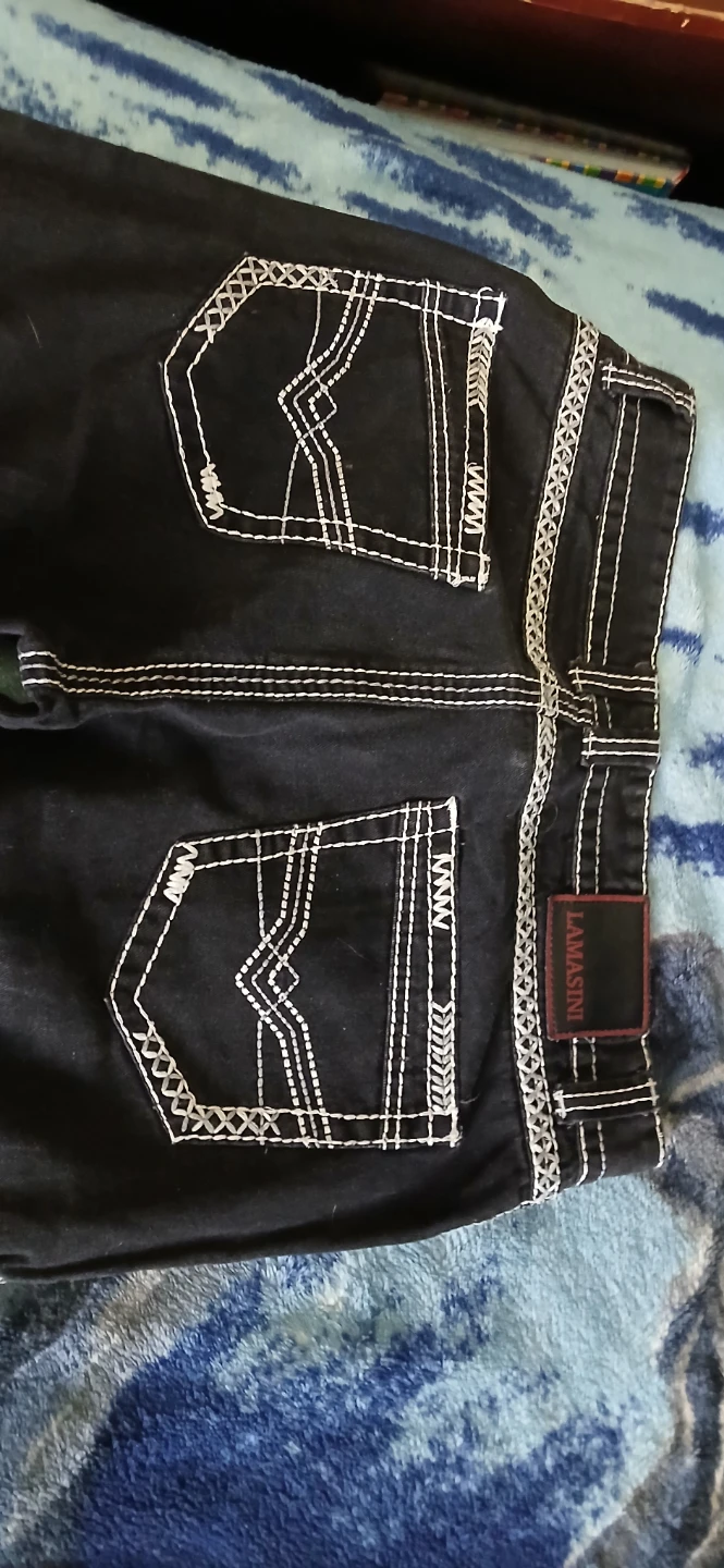 Lamasini Jeans Black with White Stitching - photo 4