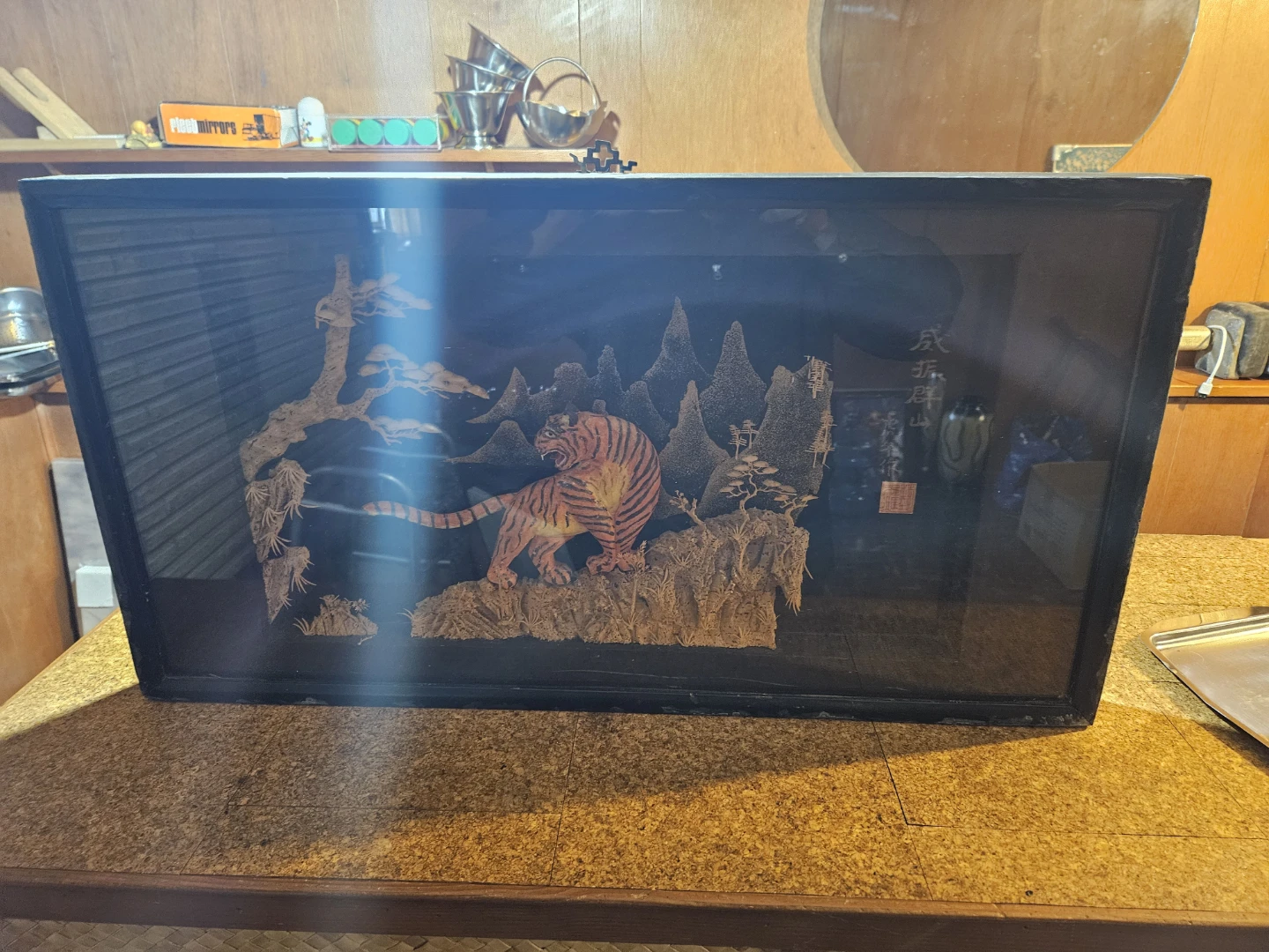 Framed 3D Tiger Relief Wall Art - photo 2