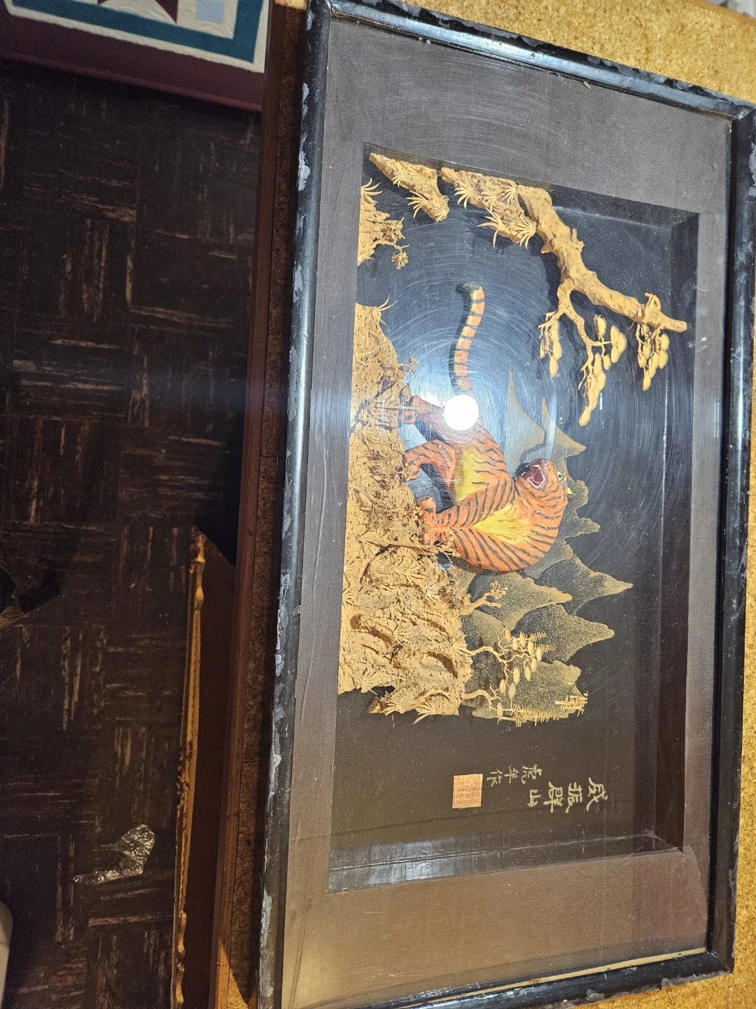 Framed 3D Tiger Relief Wall Art - photo 3