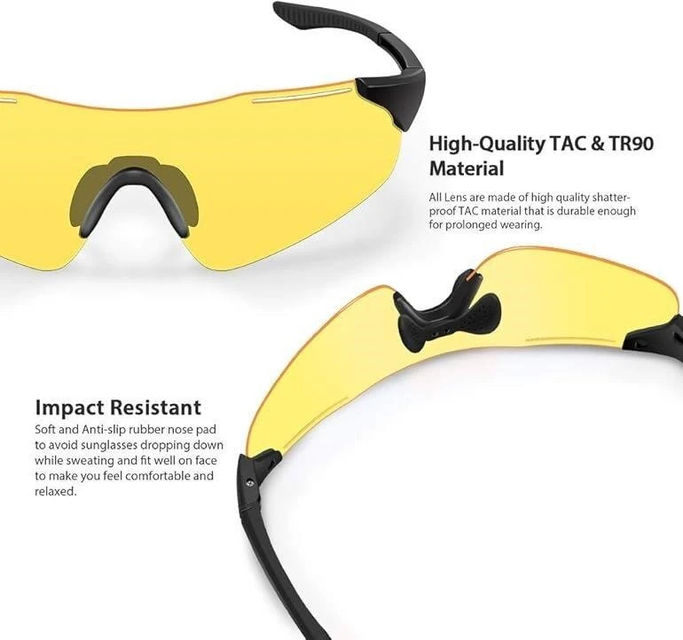 Yellow Sport Sunglasses with TAC & TR90 Material - photo 3