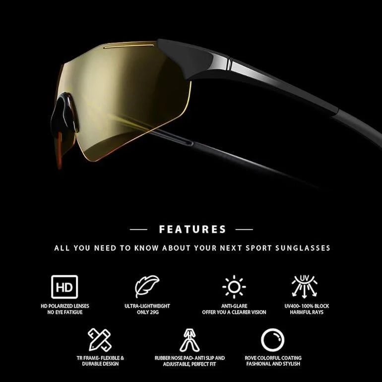 Yellow Sport Sunglasses with TAC & TR90 Material - photo 4