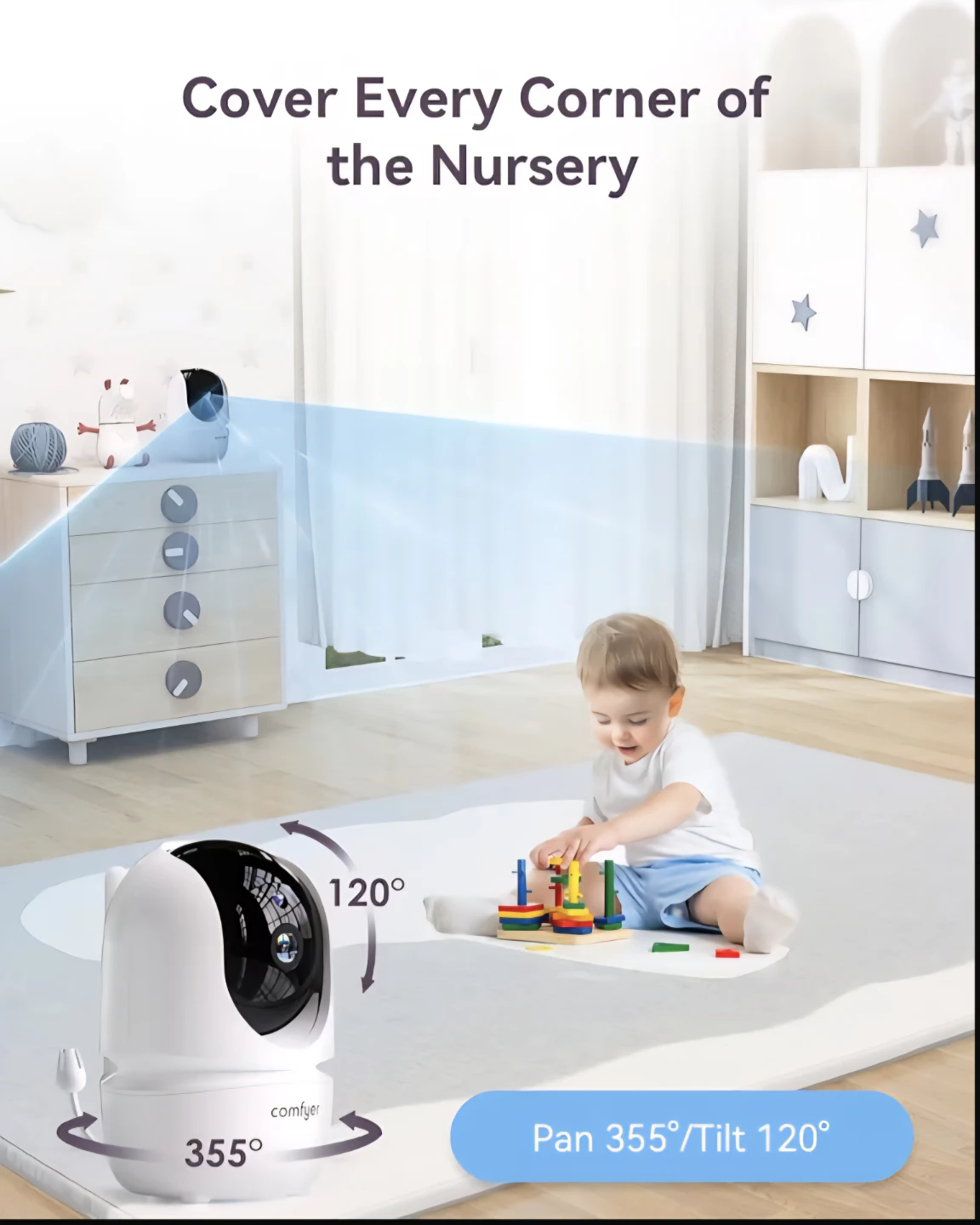 Comfyer 7" HD Split Screen Baby Monitor with 2 Cameras - photo 5