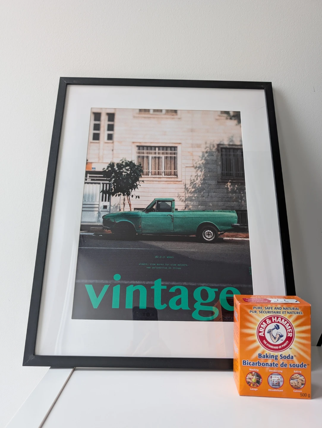 framed green Paykan pickup truck vintage print in black frame - photo 2