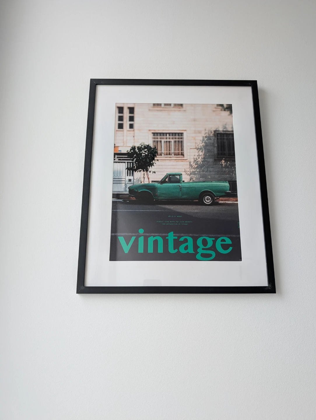 framed green Paykan pickup truck vintage print in black frame - photo 3