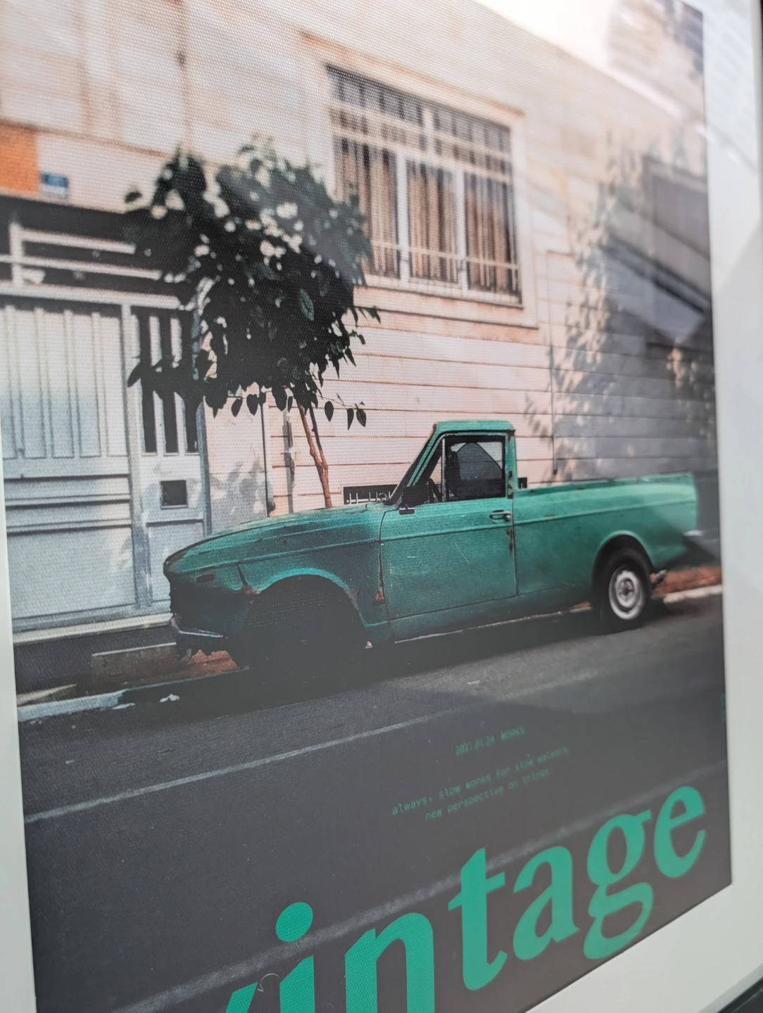 framed green Paykan pickup truck vintage print in black frame - photo 5