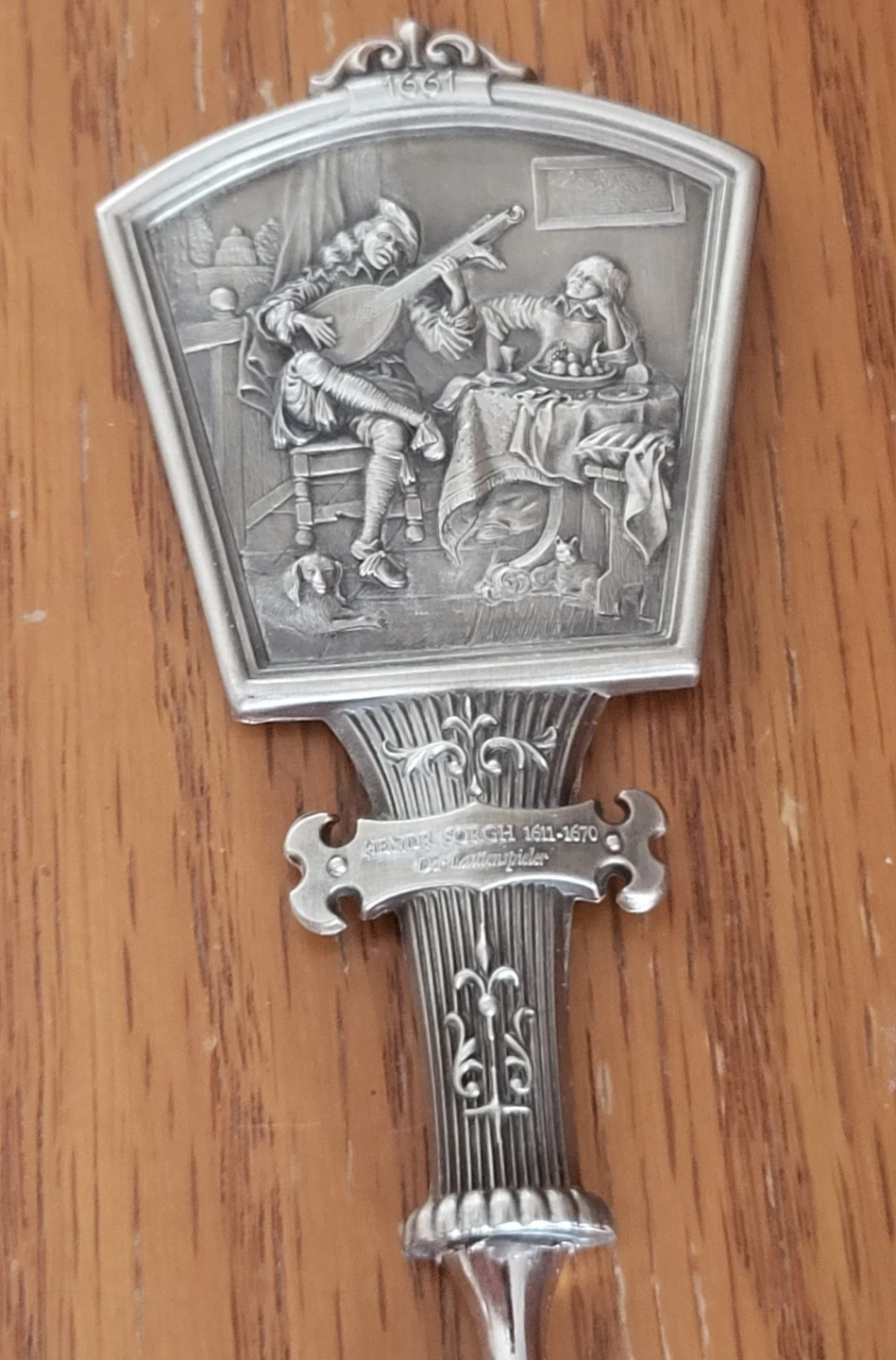 Pewter Letter Opener with Historical Scene - photo 2
