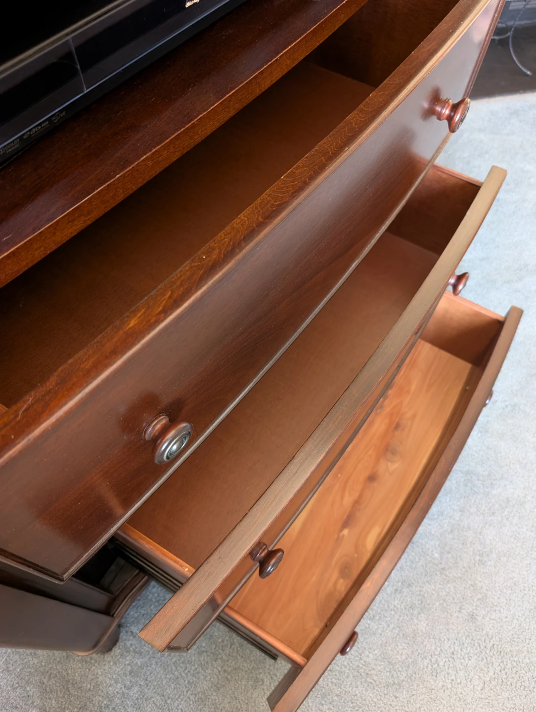 Dark Wood Media Console with Drawers and Cabinet - photo 5