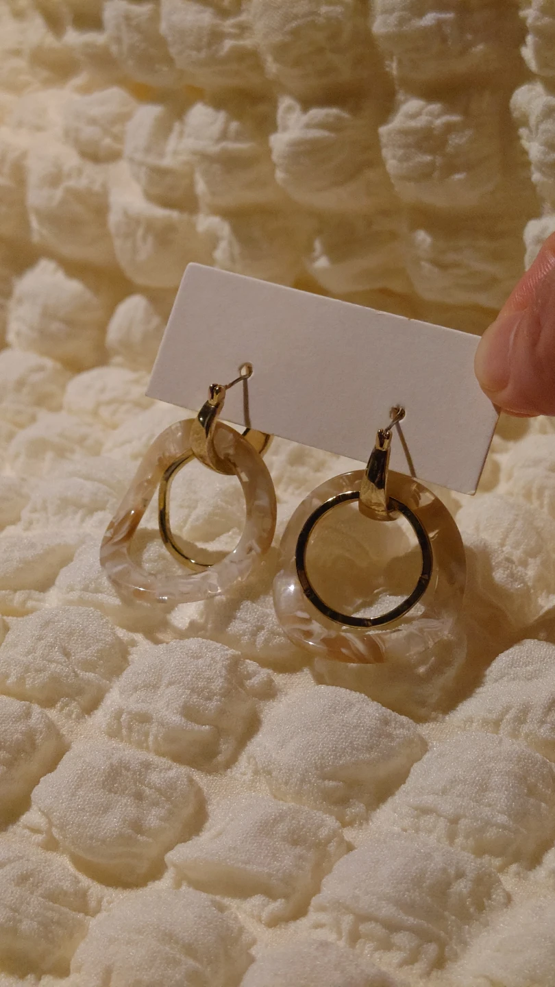 ​[Global Work] 3-Way Nuance Earrings - Elegant Tortoise Shell - photo 3